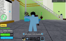 a screenshot of a video game shows a person with a blue armor