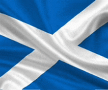 a close up of a blue and white flag with a cross