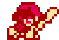 a pixel art drawing of a person with red hair