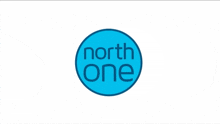 a blue circle with the words north one in it