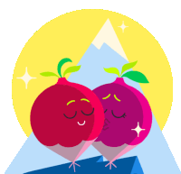 a cartoon illustration of two beets kissing each other