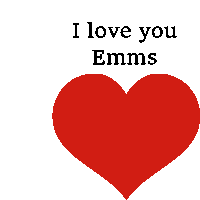 a red heart that says i love you emms