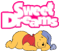 a sleeping winnie the pooh bear with the words sweet dreams above it