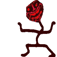 a stick figure with a red face and a smiley face