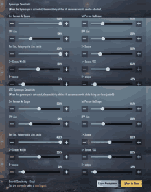 a screenshot of gyroscope sensitivity settings for a game