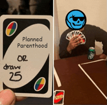 a card that says planned parenthood on it