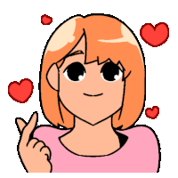 a cartoon drawing of a girl giving a heart sign