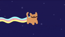 a cartoon cat is flying through space with the word trillion written below it