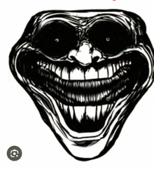 a black and white drawing of a smiling face