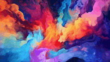 a painting of a colorful smoke coming out of the ground