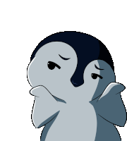 a penguin is making a funny face with its eyes closed