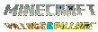 the word minecraft is written in a pixel art style