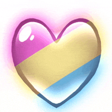 a heart with a pansexual flag in it