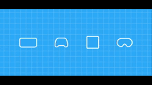 a blue background with a white rectangle and a blue goggles on it
