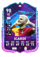 a card that says icardi on it with a man on it