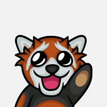 a cartoon illustration of a red panda waving