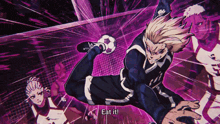 a soccer player says eat it while kicking a soccer ball