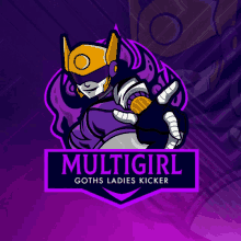 a logo for multigirl goths ladies kicker with a robot on it