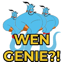 three genies standing next to each other with the words wen genie ?