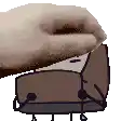 a pixel art of a hand holding a box with a face on it .