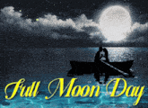 a full moon day poster with a man and woman kissing in a boat