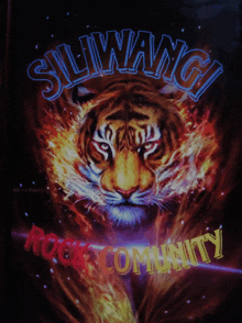 a painting of a tiger with the words siliwangi rocks community below it