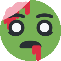 a green face with blood coming out of it 's nose