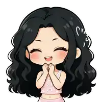 a drawing of a girl with black hair and a pink top