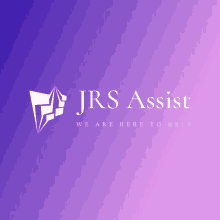 a logo for jrs assist that is purple