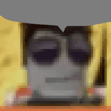 a pixelated image of a person 's face with a yellow background