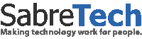 a logo for sabretech which is making technology work for people