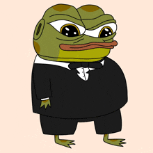 a frog wearing a tuxedo and bow tie