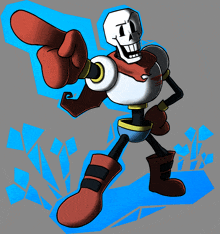 a cartoon drawing of papyrus pointing his finger