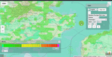 a computer screen shows a map of western europe with a slider for thermals