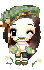 a pixel art drawing of a girl with long hair and a green headband .