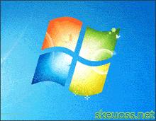 a computer screen with a windows logo and the website skeuoss.net below it