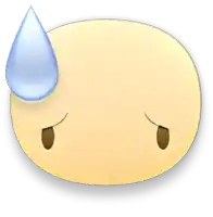 a smiley face with a drop of sweat on it