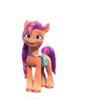 a cartoon pony with purple hair and the word lol behind it