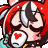 a pixel art of a girl with red hair and a heart on her face .