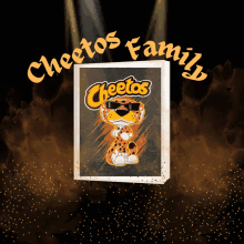 a cheetos box with a picture of a cheetah wearing sunglasses