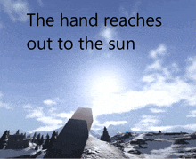 a poster that says the hand reaches out to the sun on it