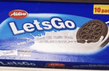 a box of let 's go vanilla cream cookies