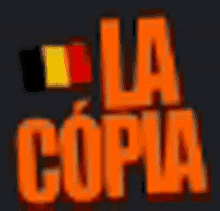 a blurry picture of a la copia logo