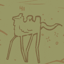 a drawing of a camel with the number 41 written above it