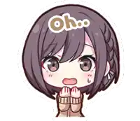 a cartoon drawing of a girl with the word oh on her head .