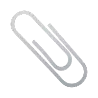 a paper clip on a white background with a shadow