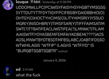 a screenshot of a conversation between louque and ed on january 5th 2026