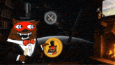 a cartoon of a wolf wearing a top hat and bow tie