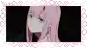 a picture of a girl with pink hair and horns .