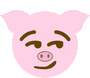 a pink pig emoji with its eyes closed and a smile .